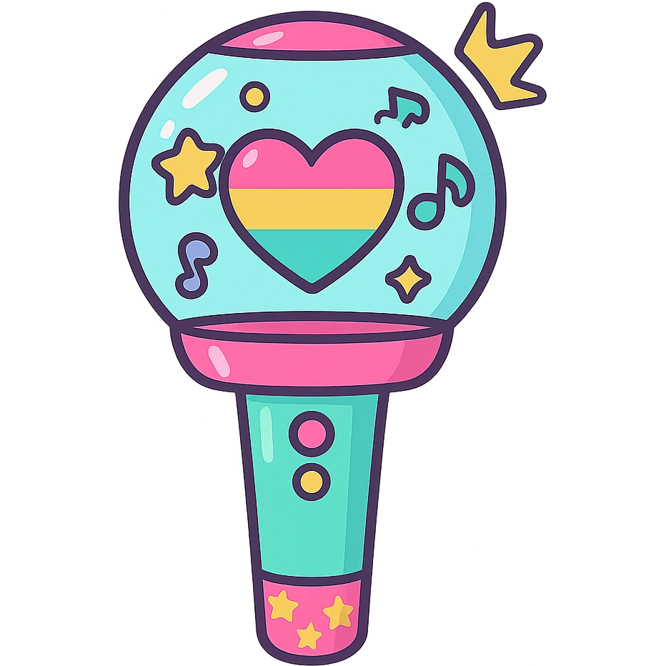 kpop lightstick, cute and colorful emoji