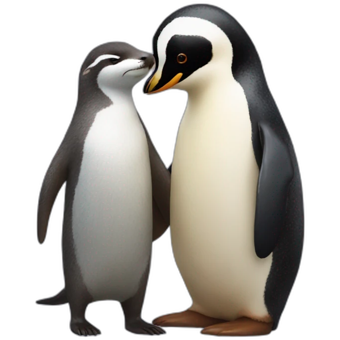 Otter and penguin love emoji