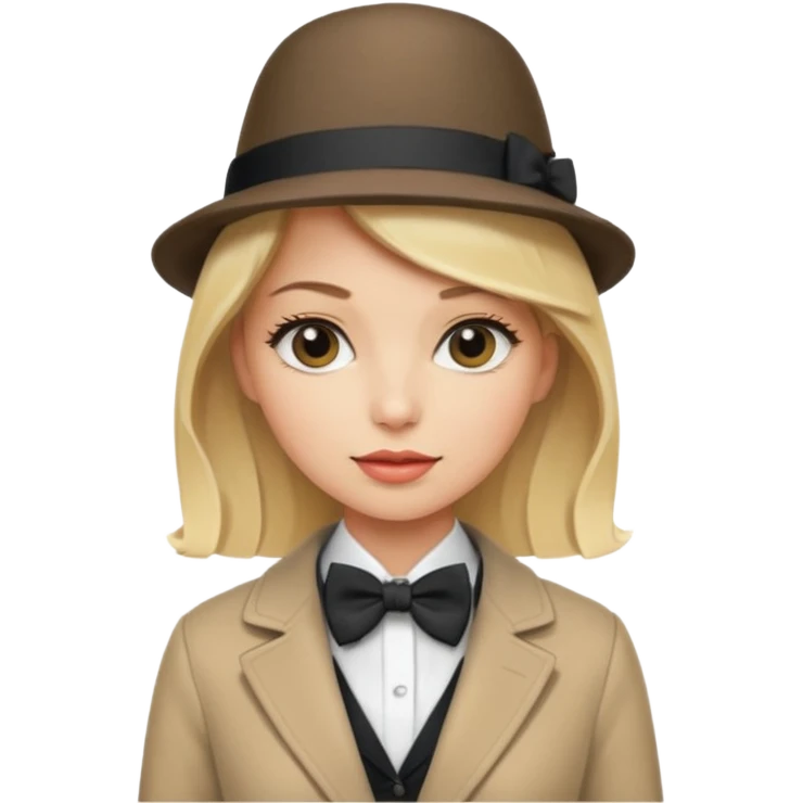 Bow Ties, Coats, and hat, lady, modern, blonde emoji