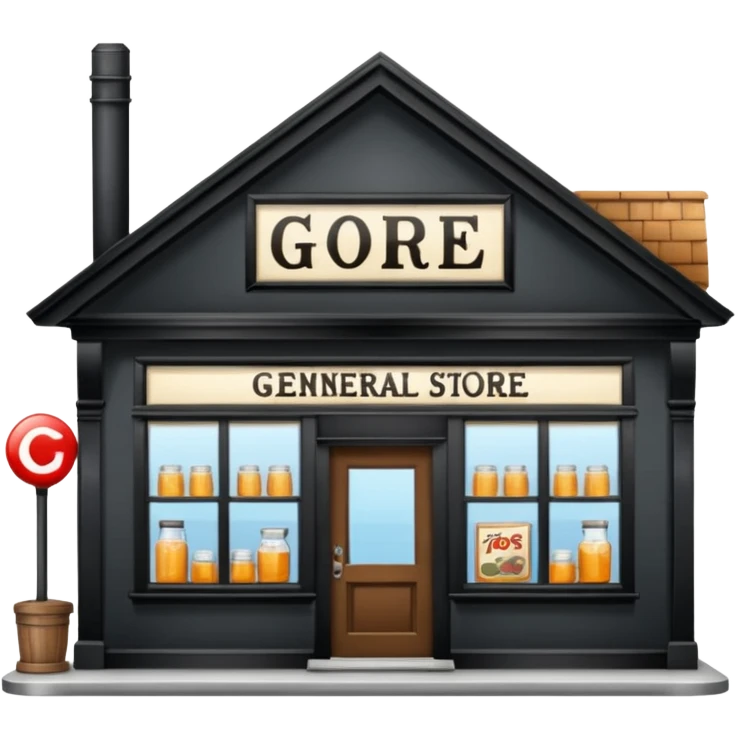 general store, old-fashioned, glass windows, open sign emoji