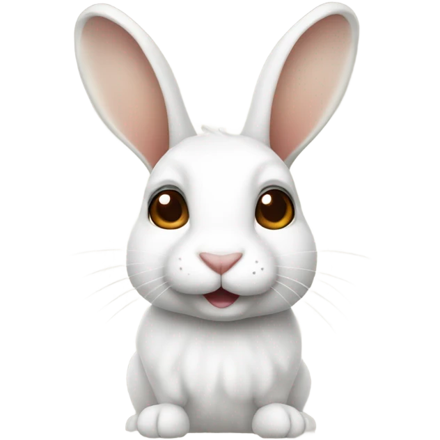 White bunny with brown spots one ear up one ear down emoji