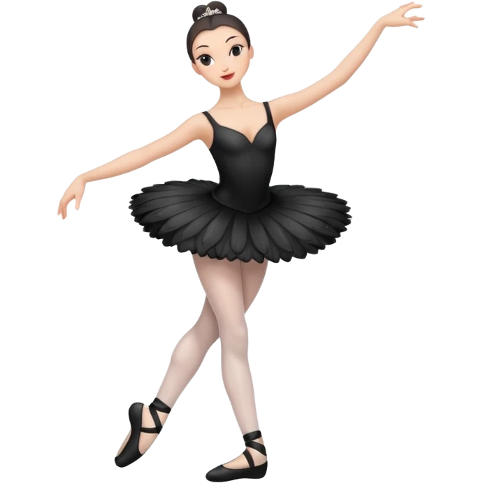 Black swan ballerina emoji from a far to see the whole body dancing with ballerina shoes emoji