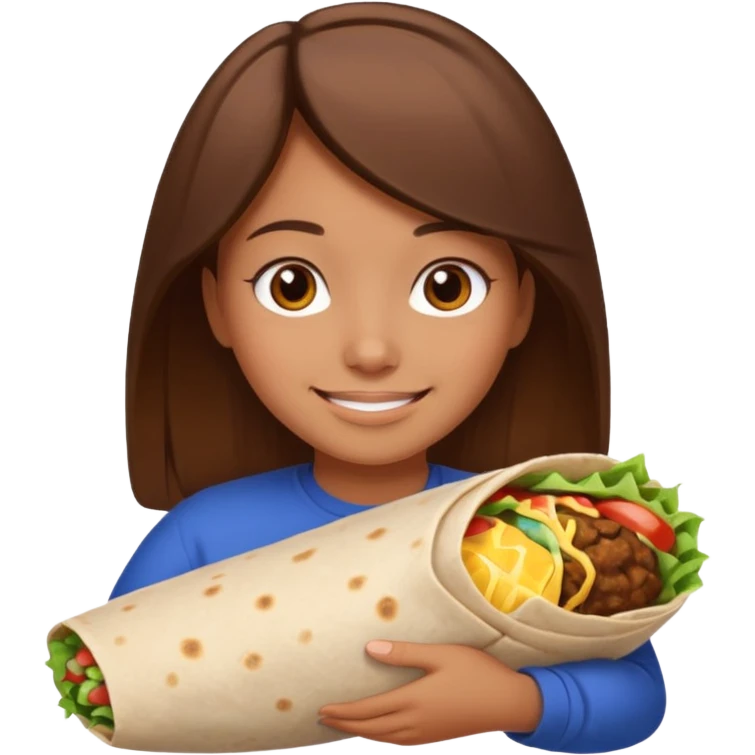Girl with brown hair "resting burrito face" emoji