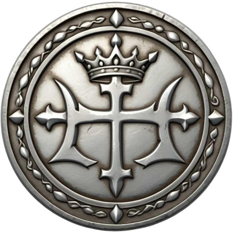 ancient medieval silver coin with worn edges and royal symbol emoji