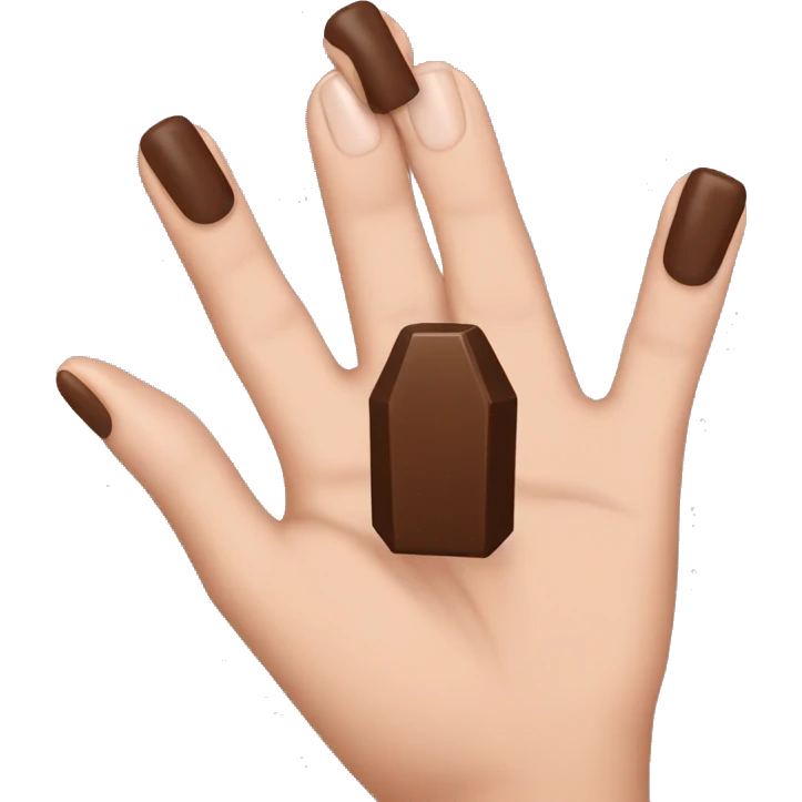 Hand with brown coffin shaped nails emoji