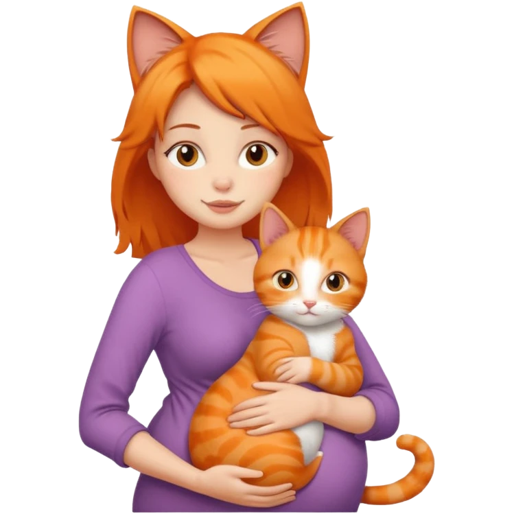 pregnant woman with orange cat emoji