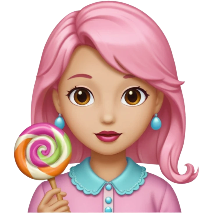 single charactarized personified candy sweet treat with single hair color and accessories emoji