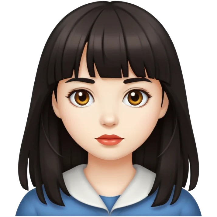 girl with bangs, dark hair and white skin color emoji