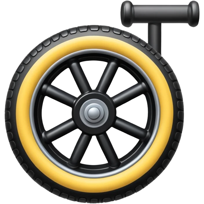 he aircraft's landing gear is one inflated, plump wheel with a strut, black in color emoji