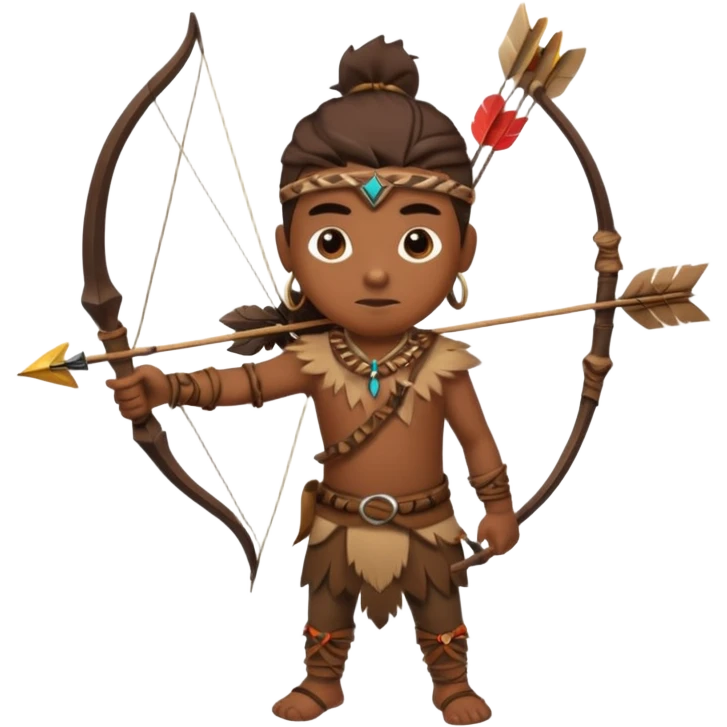 The classic hunter image with a bow and arrow on his back, dressed in brown with some animal made decorations emoji