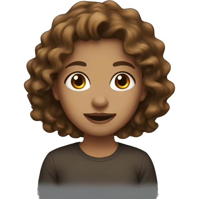 Wavy brown hair girl emoji