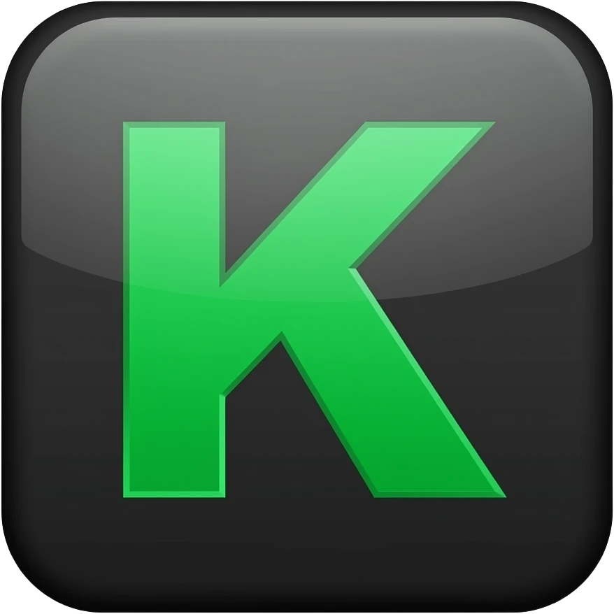 green K in a black box emoji