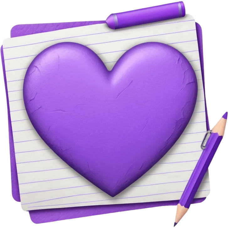 paper with Hand drawn purple heart outline with pencil emoji