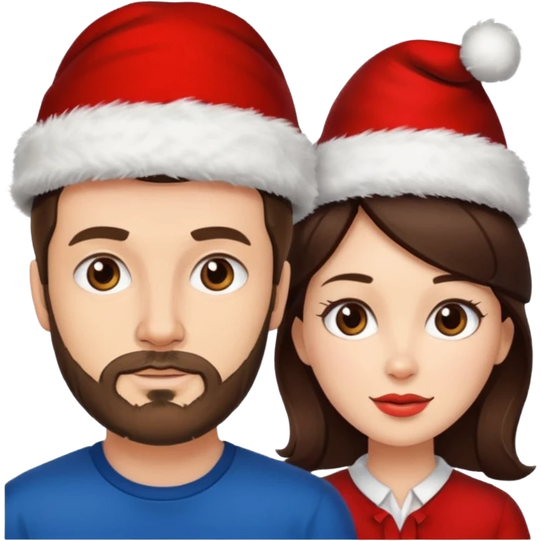 SCOTTISH MAN WITH STUBBLE AND BRUNETTE WOMAN WITH XMAS HAT emoji