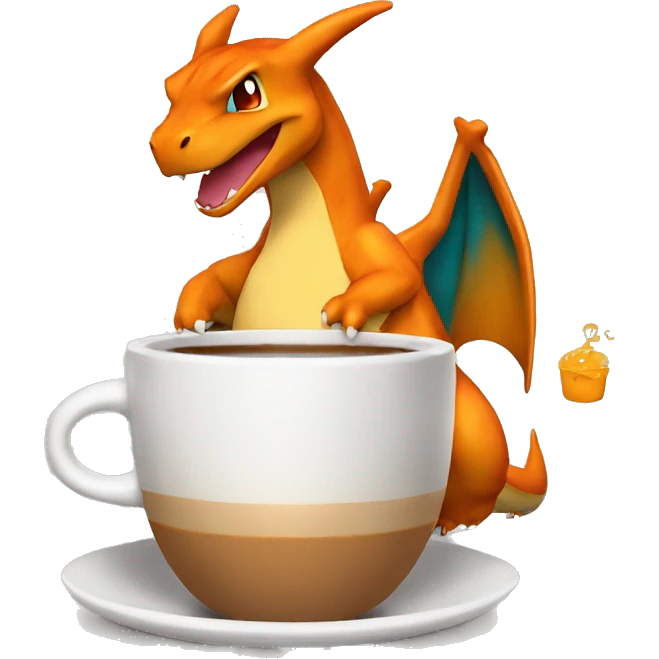 Charizard with coffee emoji