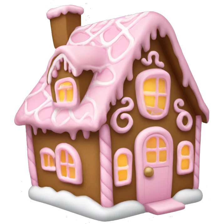 Cosy light pink gingerbread house  emoji