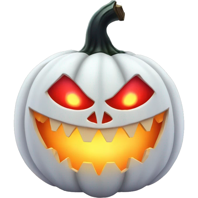 Evil white halloween pumpkin, glowing red emoji