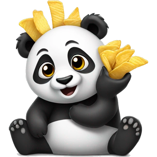 Panda eating chips emoji