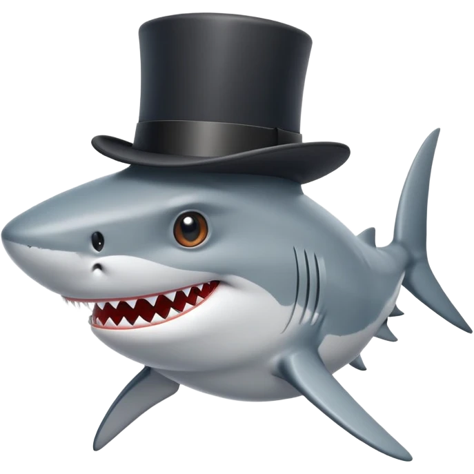 Shark with a top hat emoji