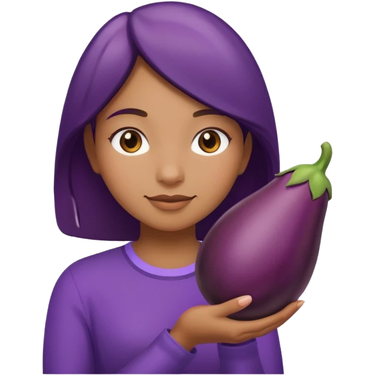 Girl with eggplant emoji