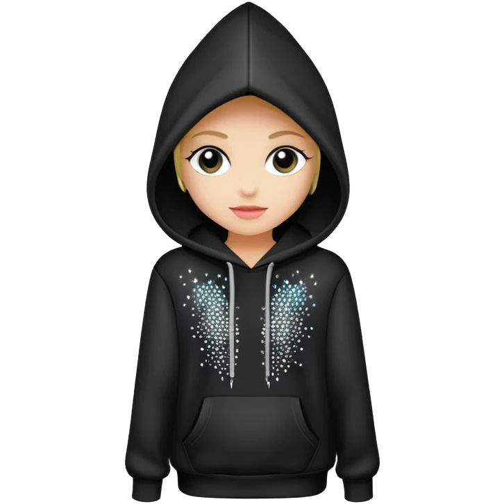 Black hoodie with rhinestones emoji