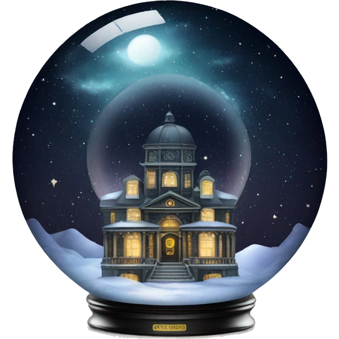 vintage black rococo night sky snow globe emoji