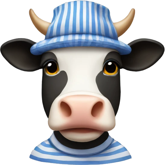 Cow in striped shirt hat emoji