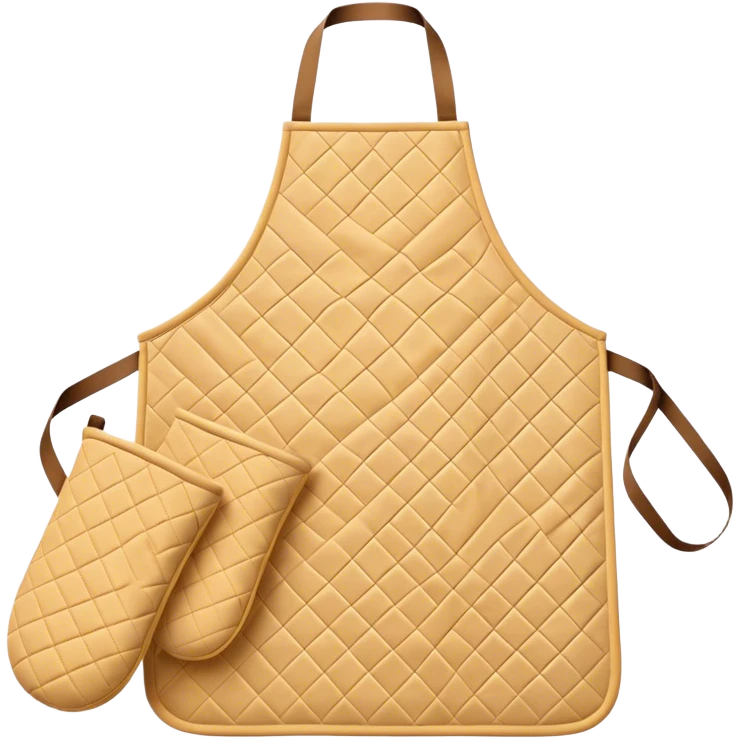 Cinematic Realistic Apron & Oven Mitts, a neatly folded soft pastel apron with subtle fabric textures, resting next to thickly padded oven mitts with a quilted pattern, warm golden kitchen lighting reflecting off the fabrics, evoking a sense of homely warmth and culinary creativity. emoji