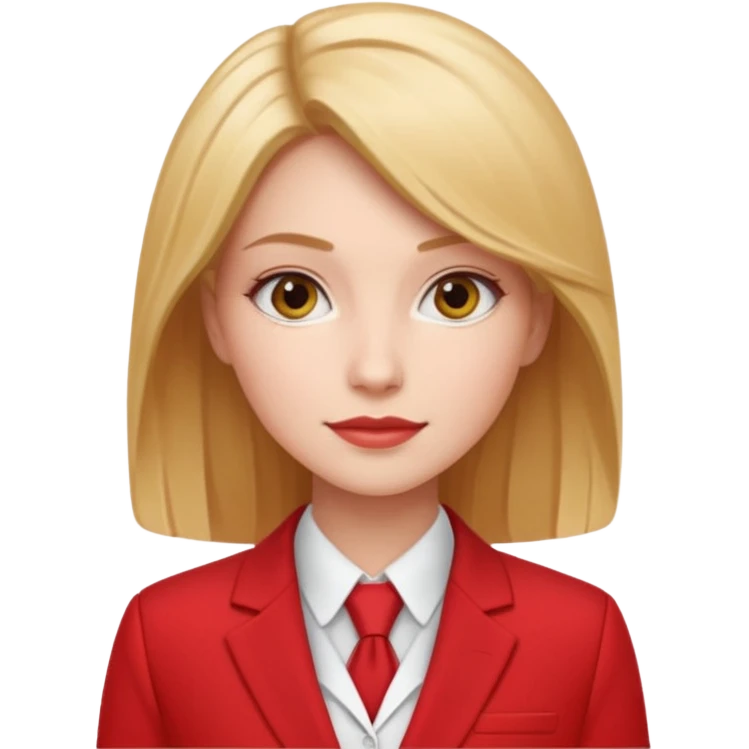 Нужно создать 1 эмоджи в цветовой гамме ярко-красный, белый и марсала (бардово-фиолетовый. деловая девушка в красном костюме, у девушки должны быть светлые волосы  emoji