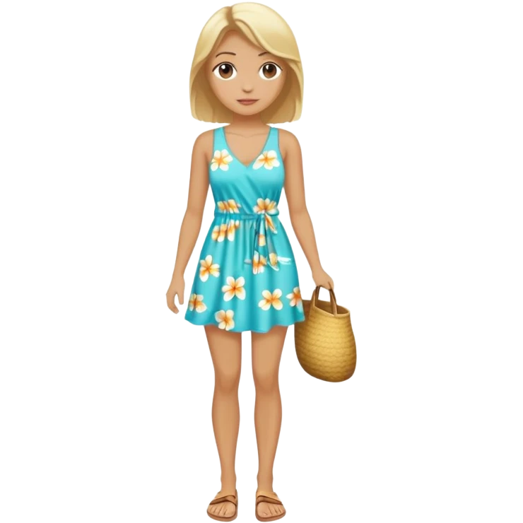 blond woman with beach outfit dress full body emoji