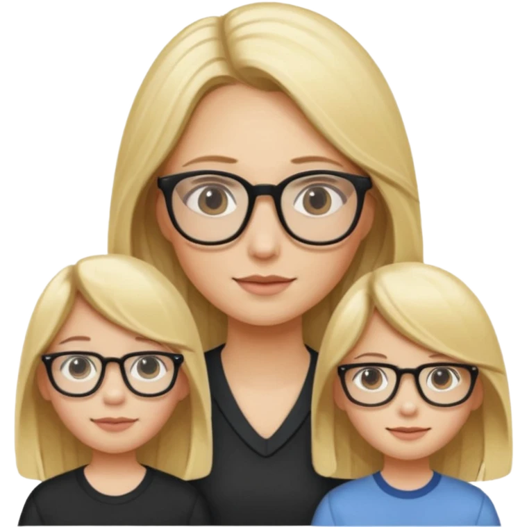 je voudrai un emoji d'une fille aux cheveux longs et blonds avec des lunettes en FAMILLE emoji