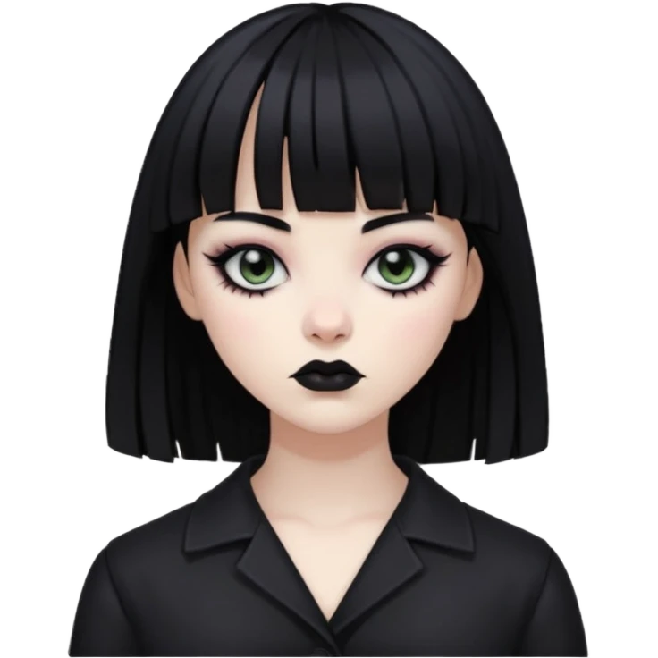 Faça uma zumbi com franja da subcultura gothc com o olho preto ela  emoji