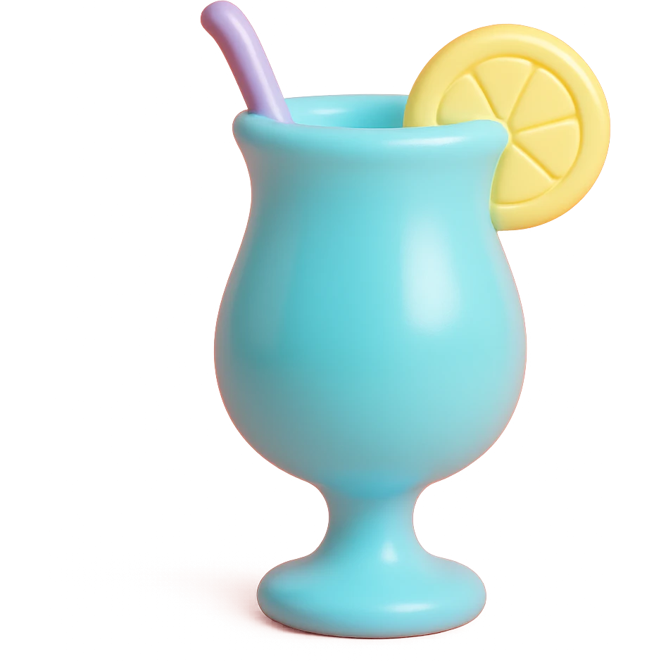 blue curaçao tropical cocktail in a hurricane glass emoji