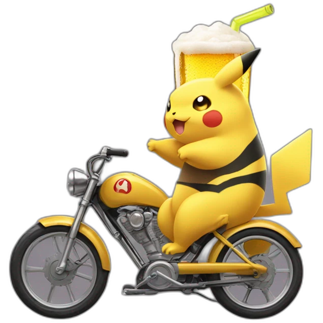 Pikatchu drink beer bike emoji