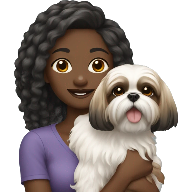 Black girl with shih tzu emoji