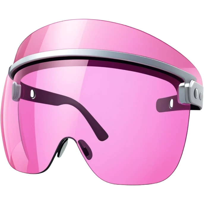 pink tinted shield visor glasses, frameless Y2K style, one continuous lens, futuristic emoji