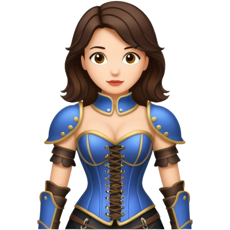 brunette woman with corset armour emoji