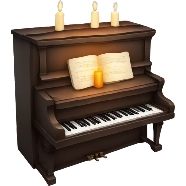 vintage piano with melted candles on top emoji