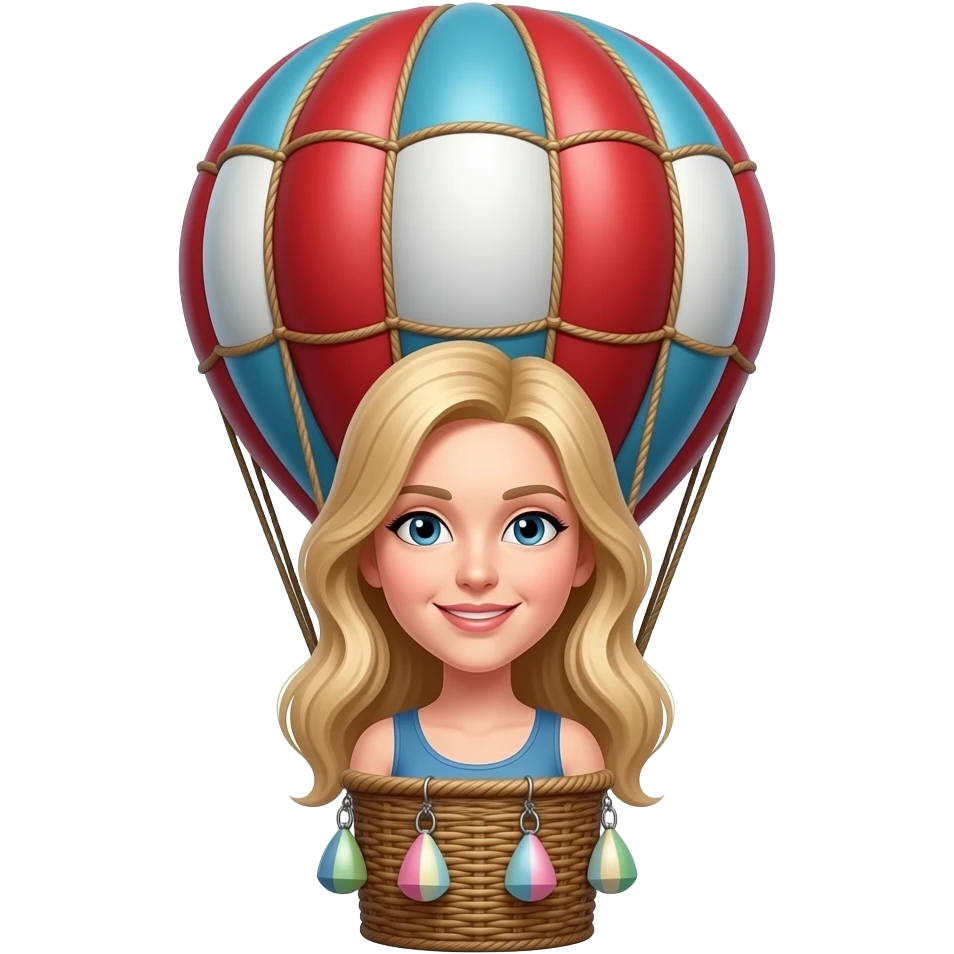 hot air balloon with blond woman in it emoji