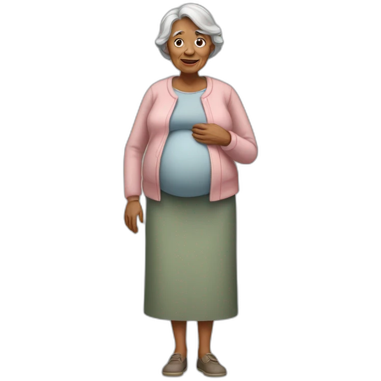 standing pregnant old woman emoji