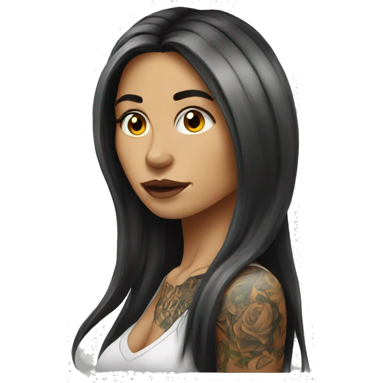 tattooed woman very attractive long hair emoji