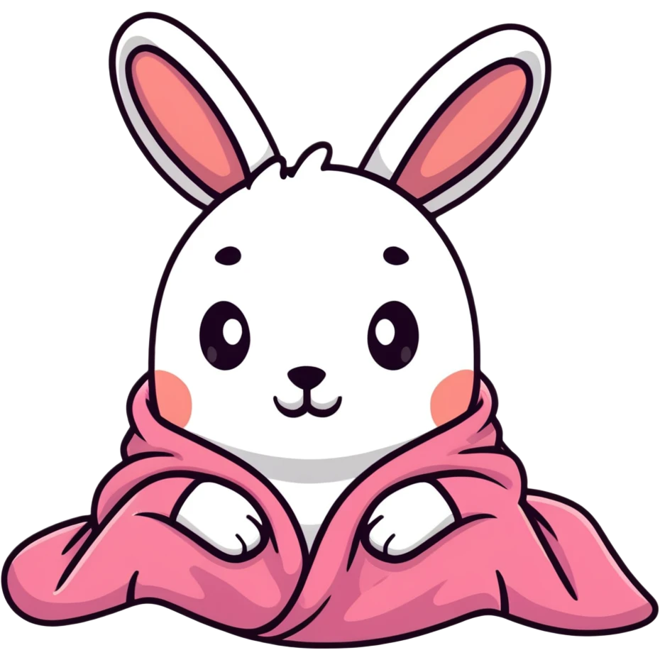 Black rabbit with pink blanket emoji