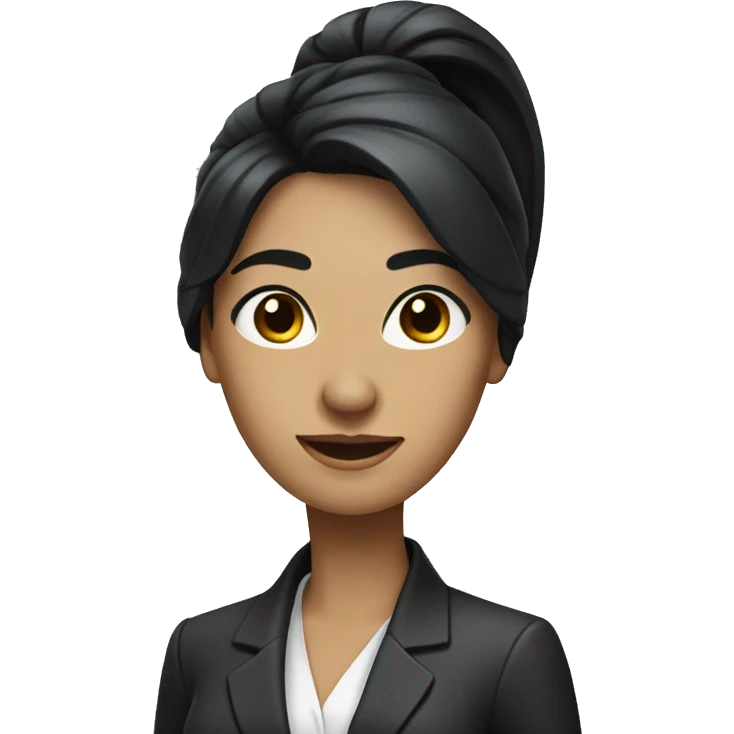 executive woman with long black hair with ponytail black eyes emoji