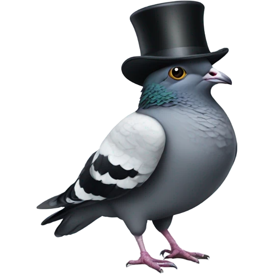 A pigeon wearing a suit and top hat  emoji