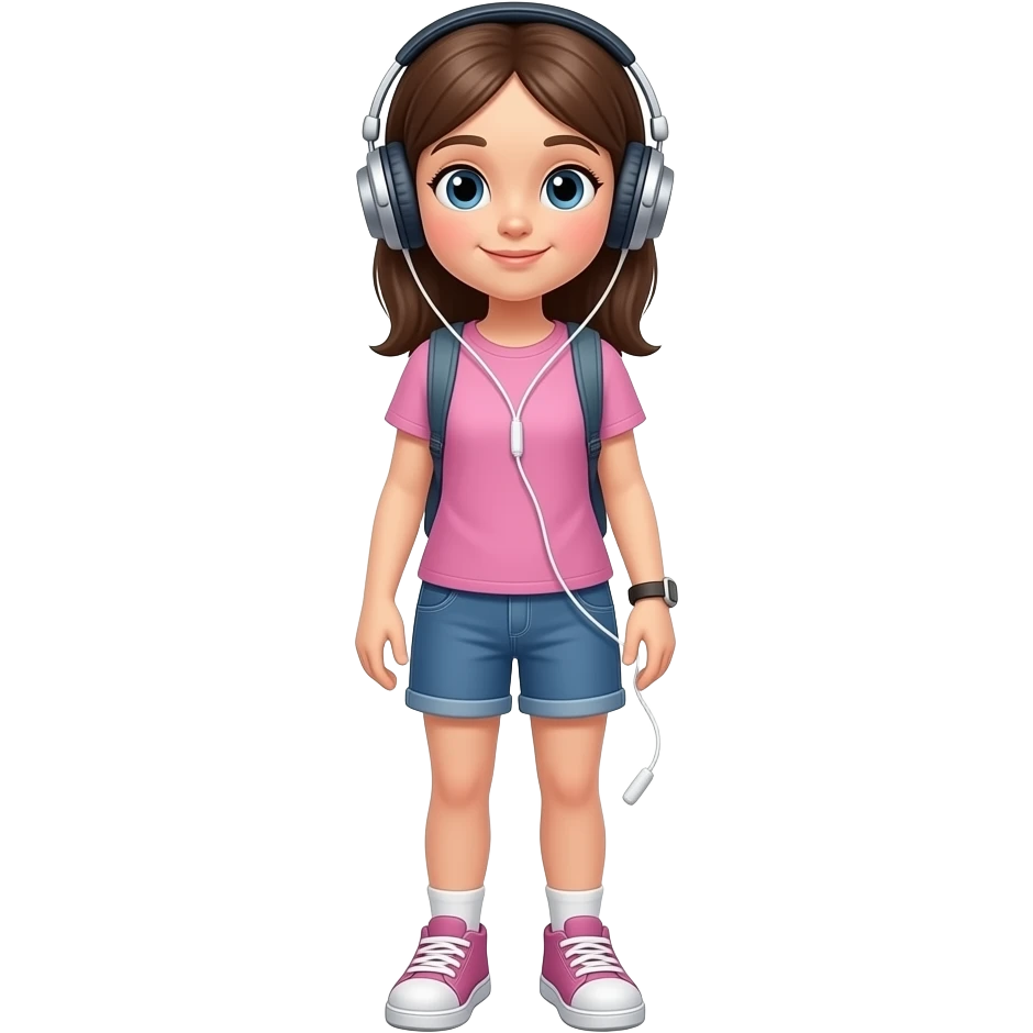 a teenager girl listening to music, realistic, whole body visible emoji