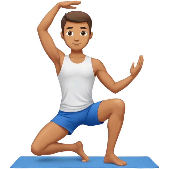 man with blue shorts yoga pose emoji