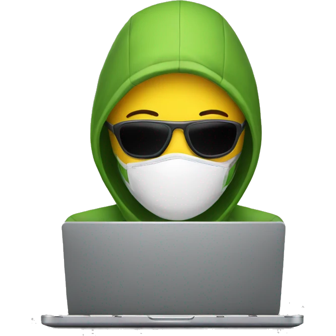 Hacker with a face mask on a laptop emoji
