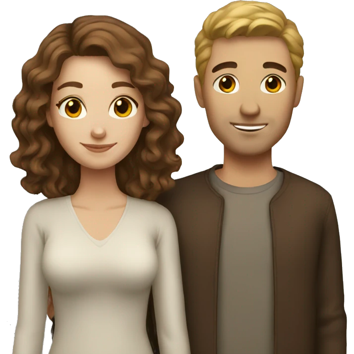 White couple with brown hair emoji