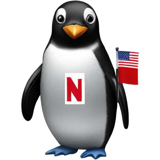 Penguin with a Nebraska state flag emoji