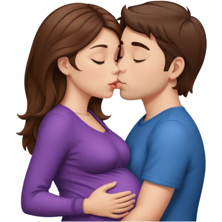 

"Men with short brown hair and fair skin a pregnant woman with long brown hair and fair skin, kissing."





 emoji
